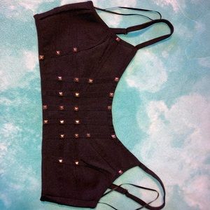 Large Akira club crop top  w/ bronze spikes Design